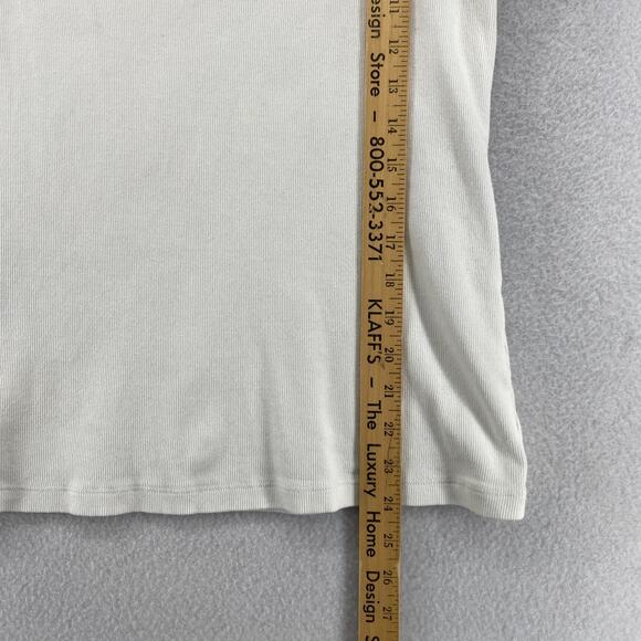 EILEEN FISHER Tank Top L Ribbed Organic Cotton Jersey Cami Scoop Neck Off White - Picture 9 of 13